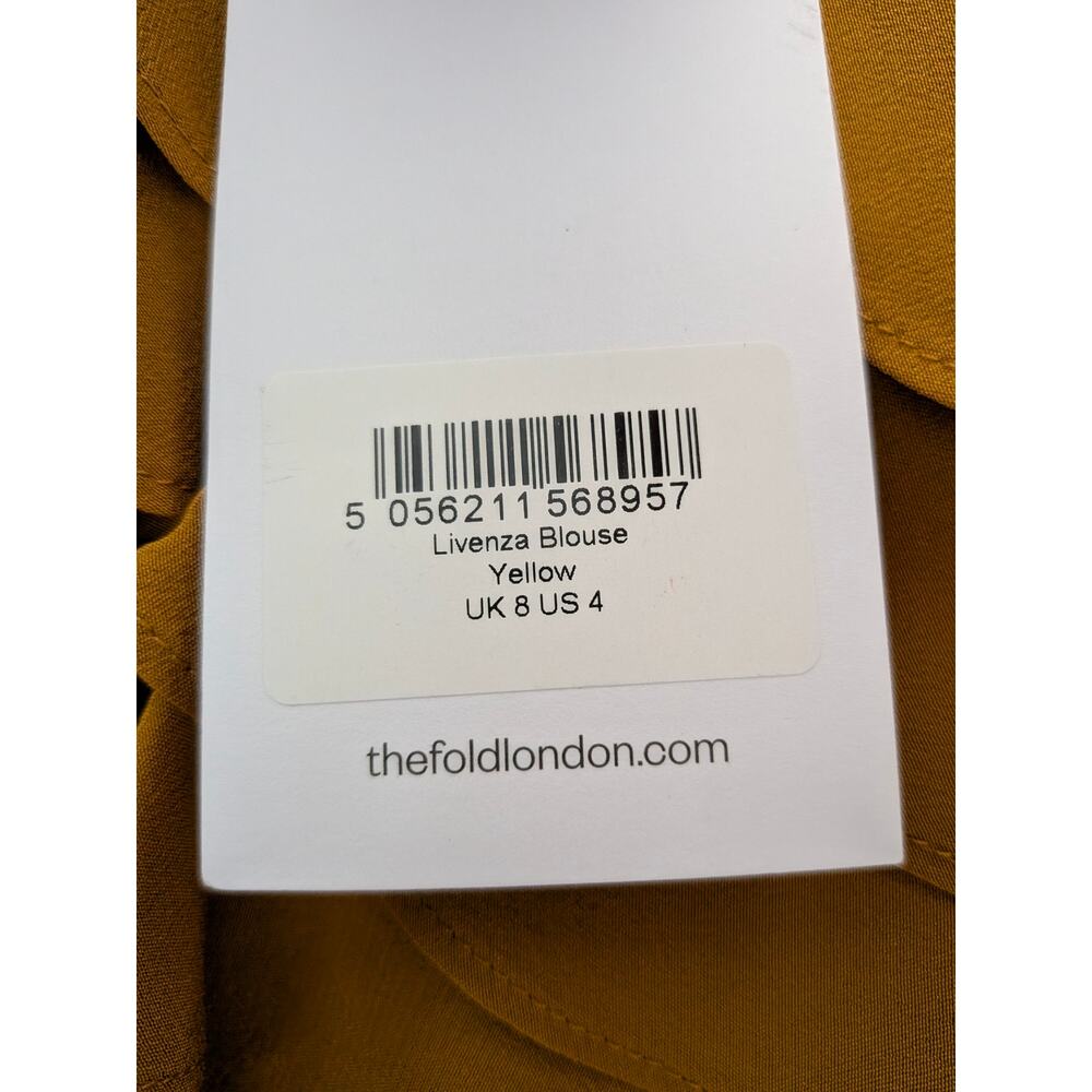 The Fold London Livenza Blouse Silk Mustard Yellow US 4 UK 8 Long Sleeve NWT - Picture 5 of 7